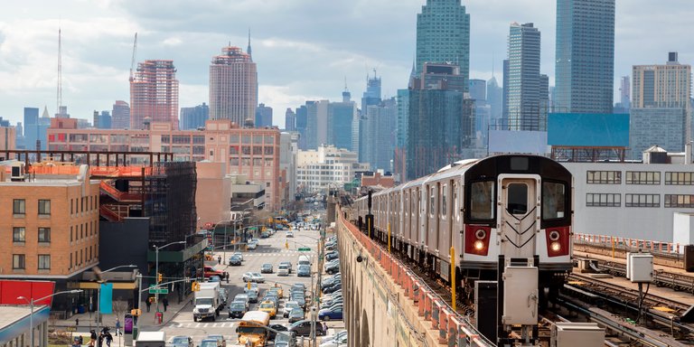 Perspectives Subway train in Queens NYC